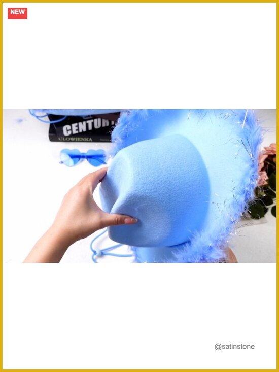 6 Cowgirl Hats with Feather Boa & Heart Sunglasses Set for Party main image 5
